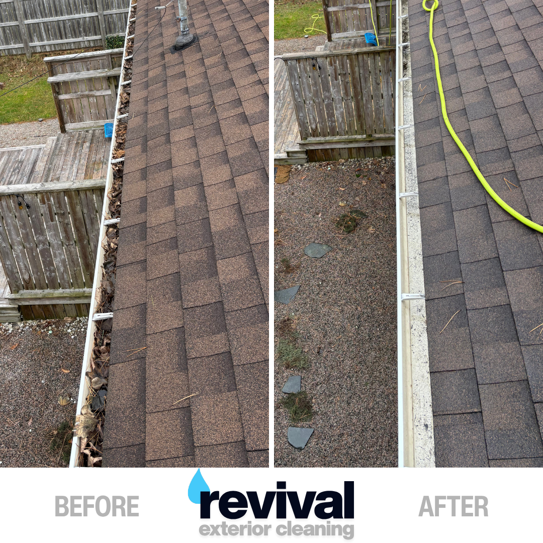 Revival Exterior Cleaning gutter before and after