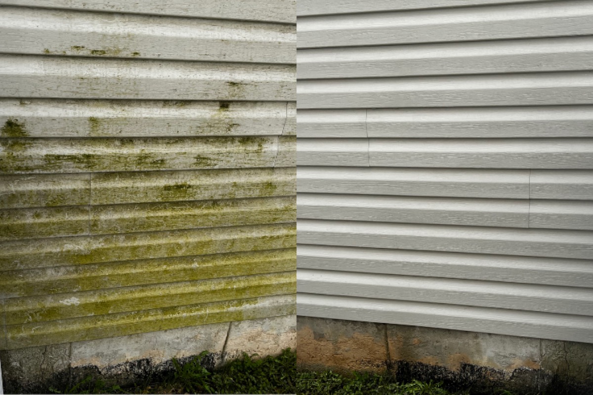 Before and after siding cleaning